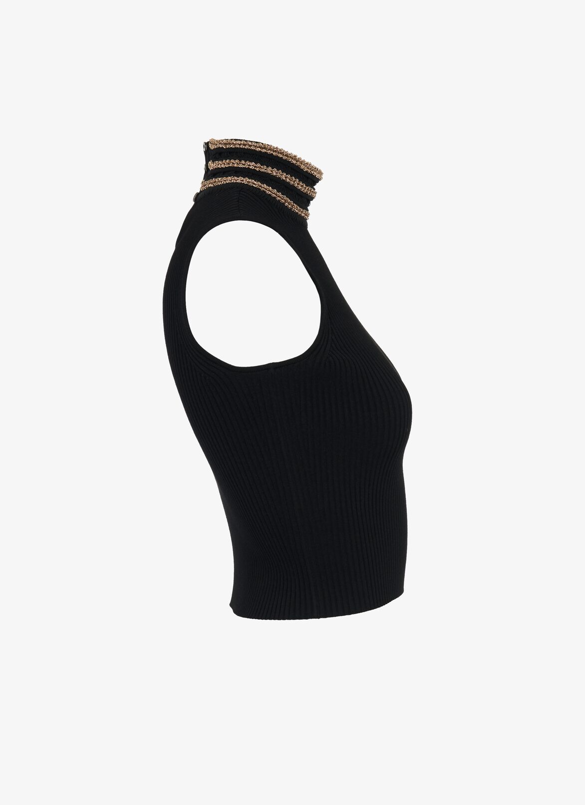 Sleeveless knit and lurex sweater ALAÏA BLACK/GOLD SLEEVELESS KNIT AND LUREX SWEATER